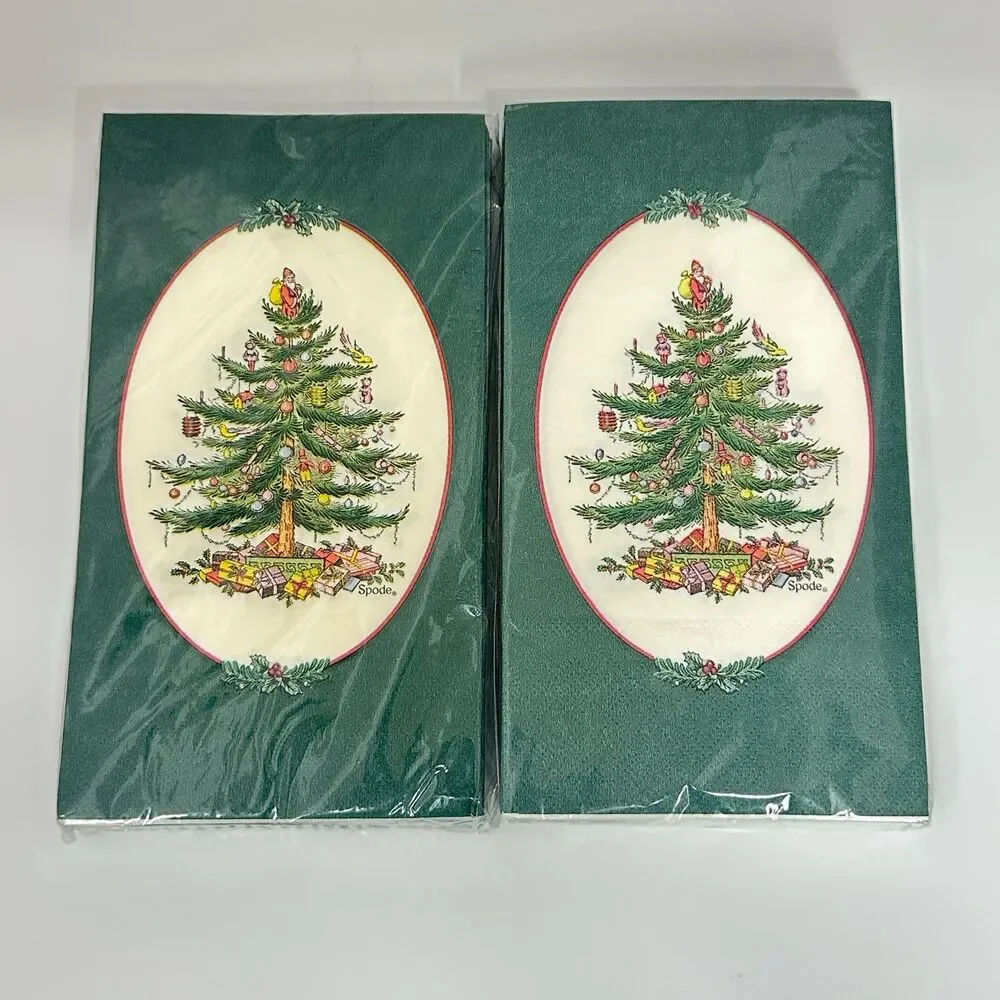 Lot of 4 Spode Christmas Tree C.R. Gibson 16 Ct Guest Dinner Napkins Sealed